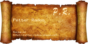 Petter Rados névjegykártya